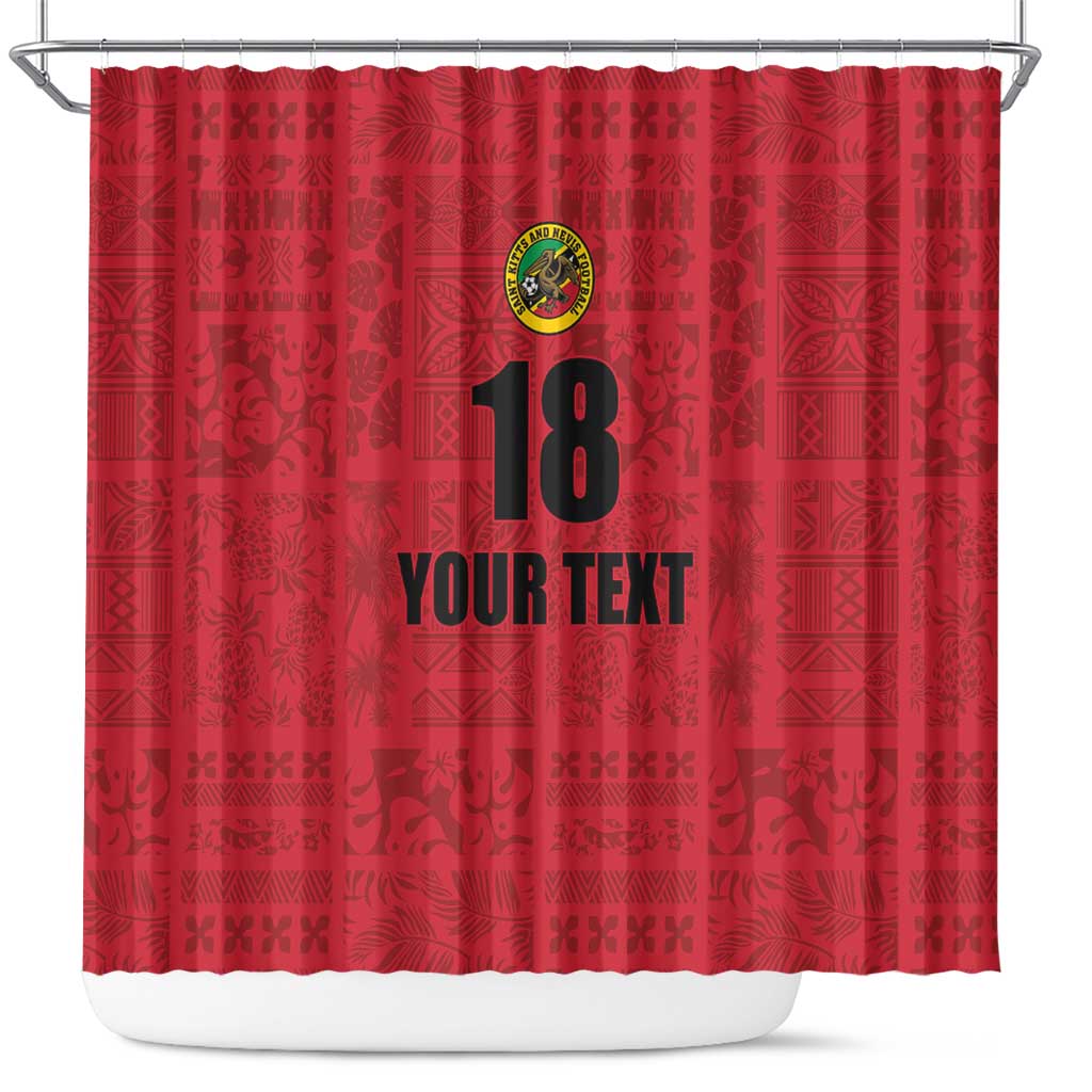 Custom Saint Kitts And Nevis Football Shower Curtain Sugar Boyz Red Version - Wonder Print Shop