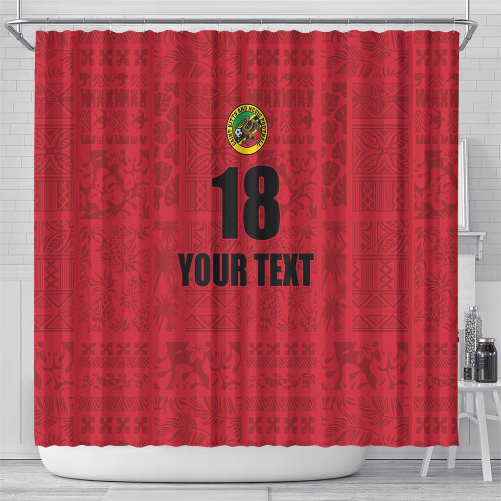 Custom Saint Kitts And Nevis Football Shower Curtain Sugar Boyz Red Version - Wonder Print Shop
