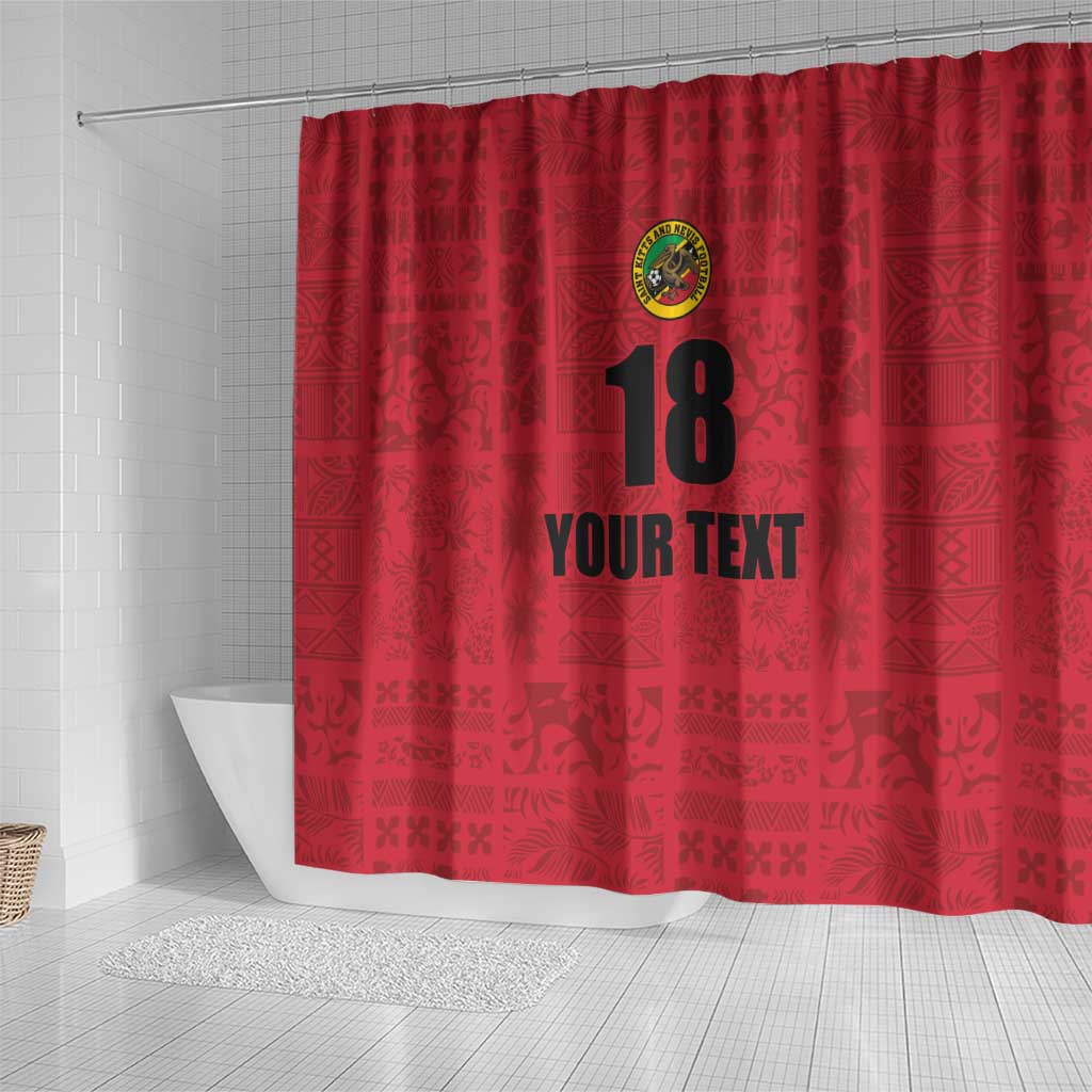 Custom Saint Kitts And Nevis Football Shower Curtain Sugar Boyz Red Version - Wonder Print Shop