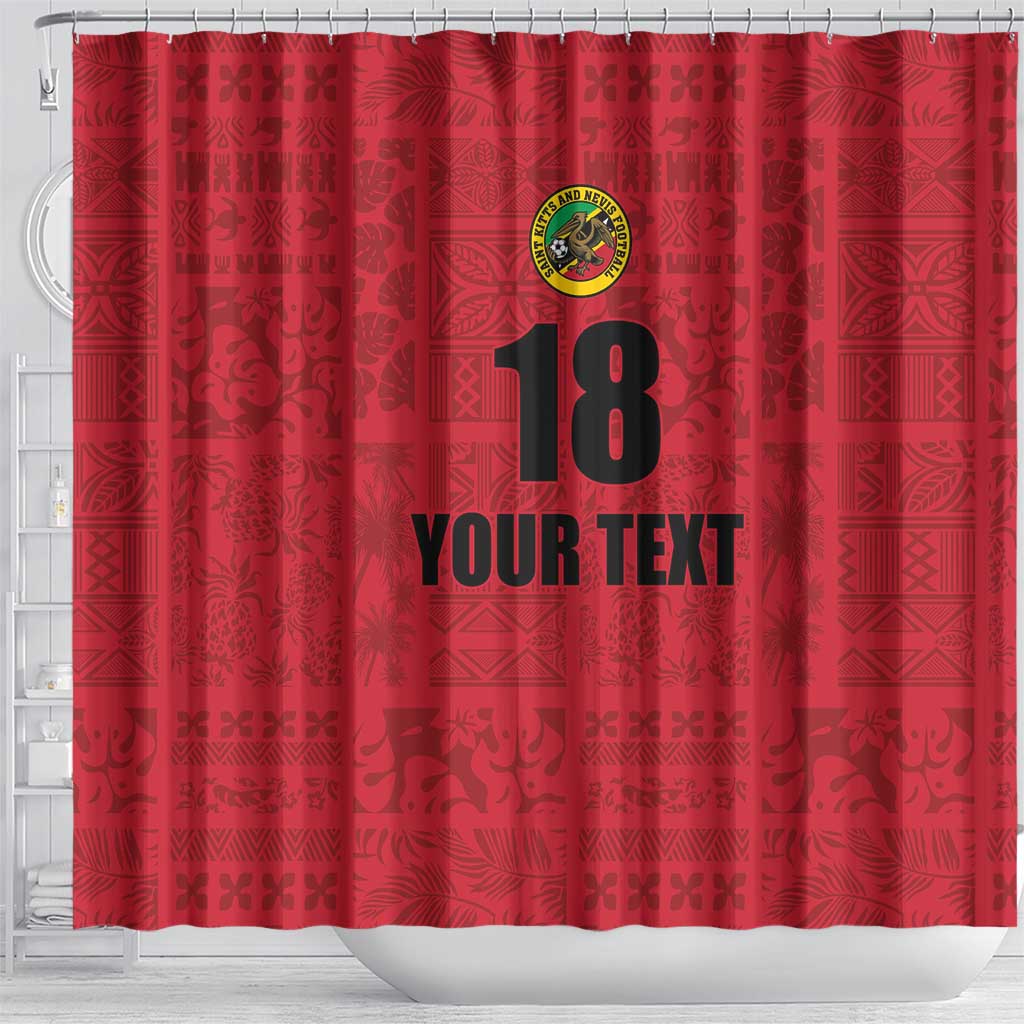 Custom Saint Kitts And Nevis Football Shower Curtain Sugar Boyz Red Version - Wonder Print Shop