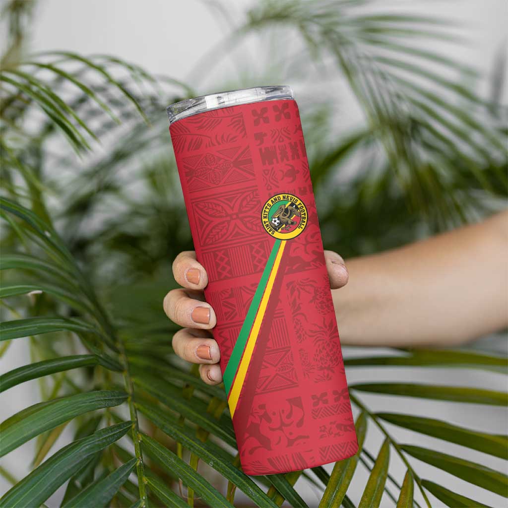 Custom Saint Kitts And Nevis Football Skinny Tumbler Sugar Boyz Red Version - Wonder Print Shop