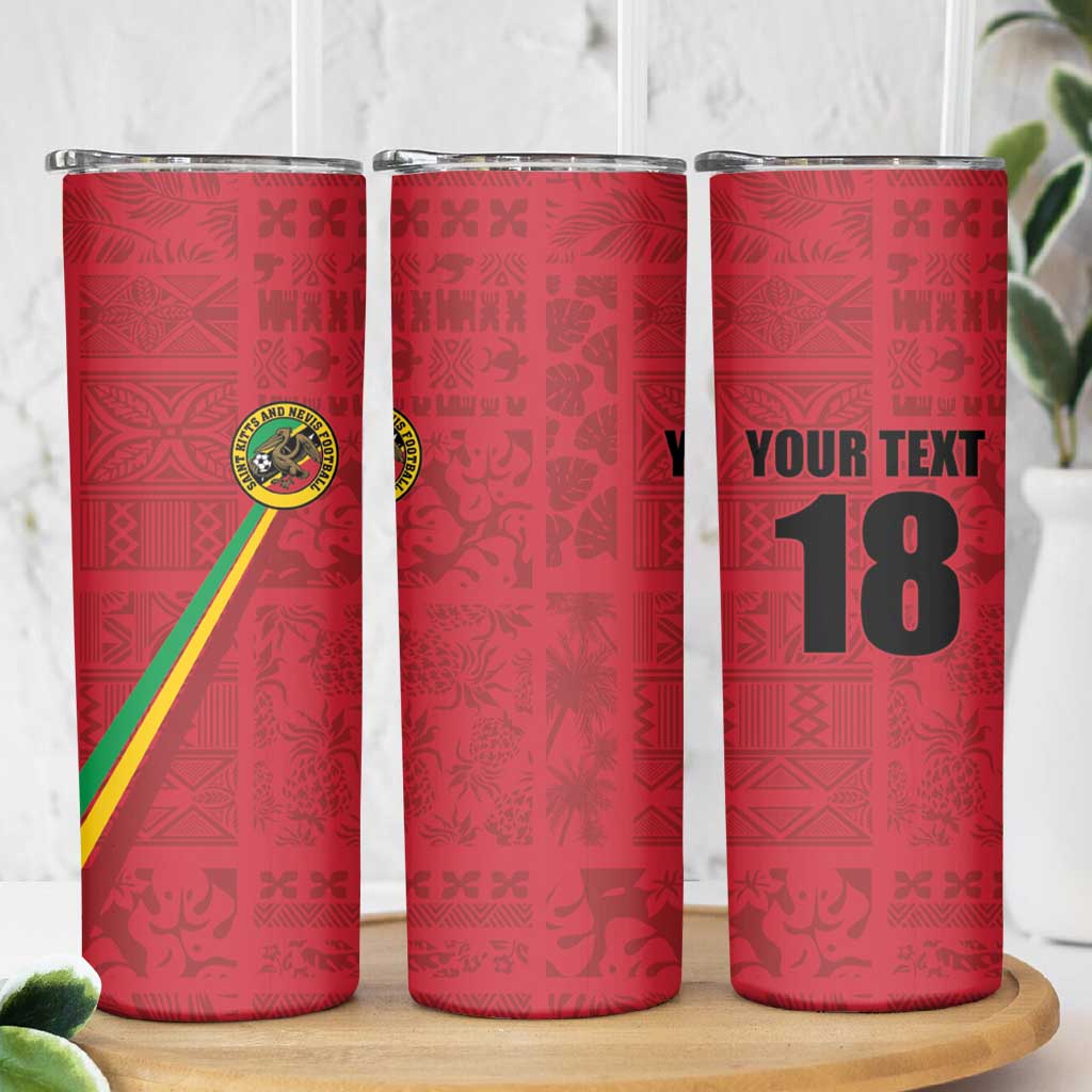 Custom Saint Kitts And Nevis Football Skinny Tumbler Sugar Boyz Red Version - Wonder Print Shop