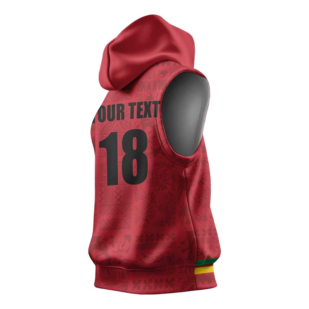 Custom Saint Kitts And Nevis Football Sleeveless Hoodie Sugar Boyz Red Version - Wonder Print Shop