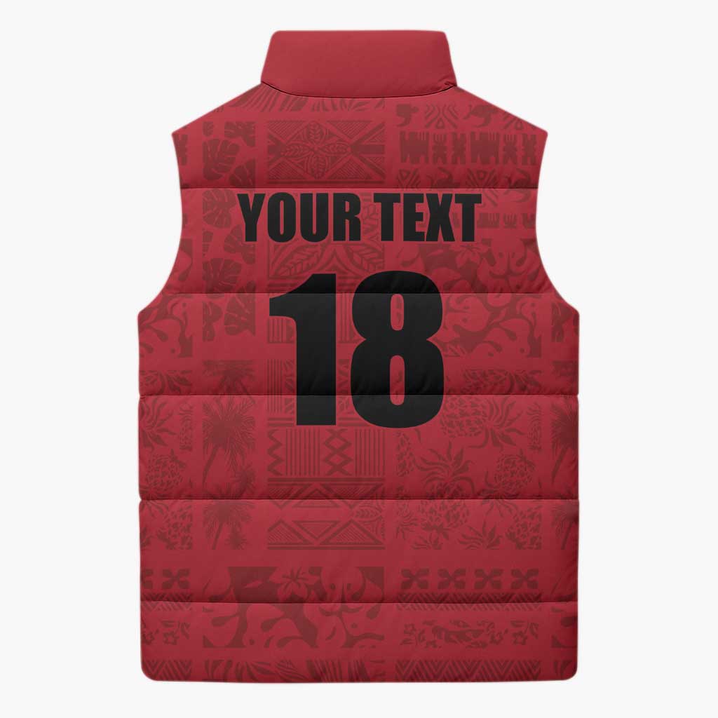 Custom Saint Kitts And Nevis Football Sleeveless Puffer Jacket Sugar Boyz Red Version - Wonder Print Shop