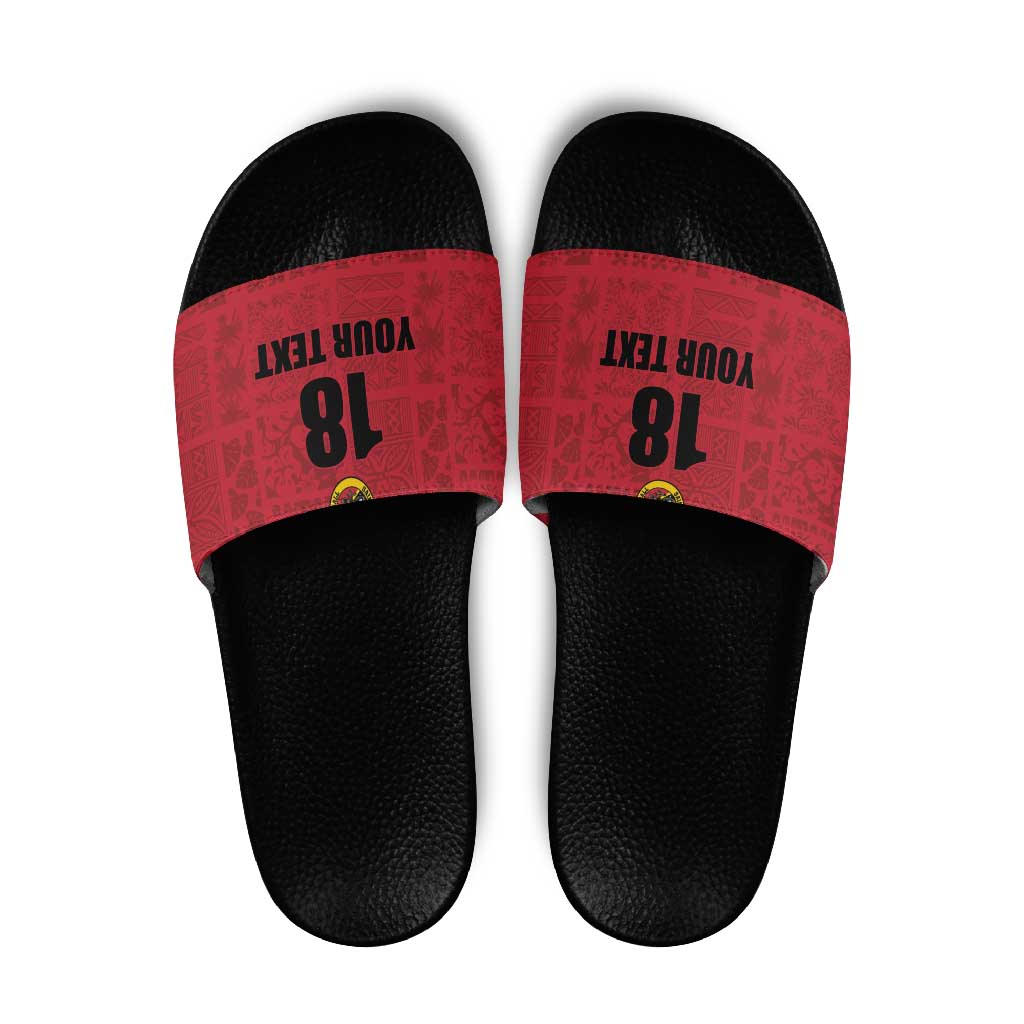 Custom Saint Kitts And Nevis Football Slide Sandals Sugar Boyz Red Version - Wonder Print Shop