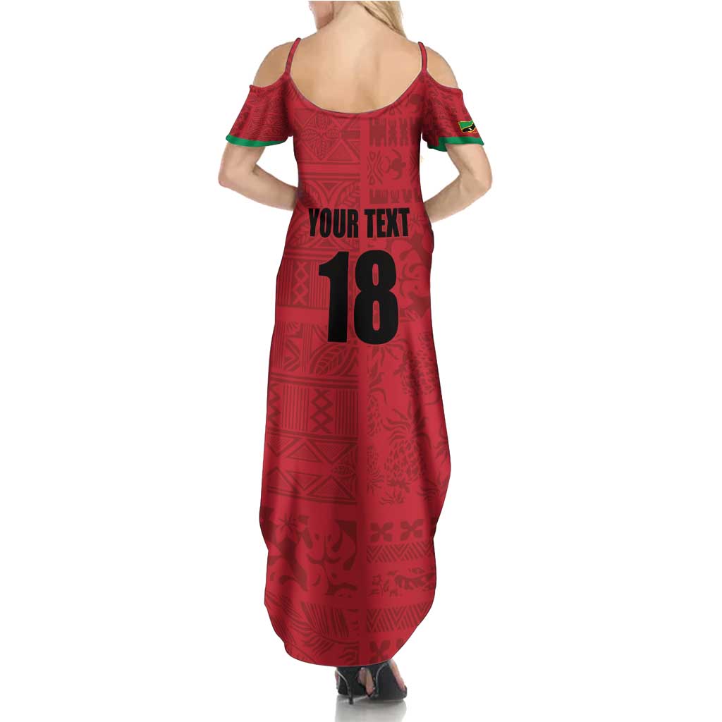 Custom Saint Kitts And Nevis Football Summer Maxi Dress Sugar Boyz Red Version - Wonder Print Shop