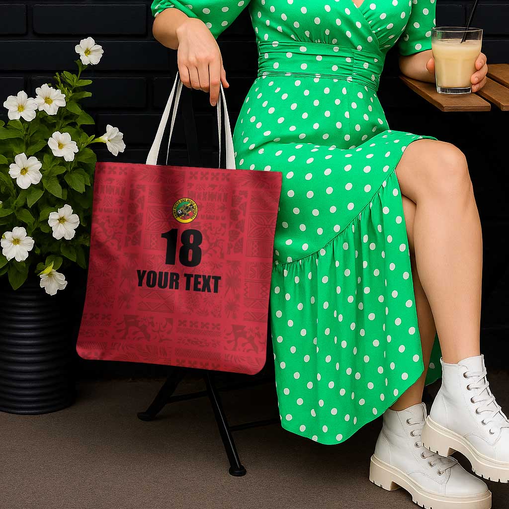 Custom Saint Kitts And Nevis Football Tote Bag Sugar Boyz Red Version - Wonder Print Shop