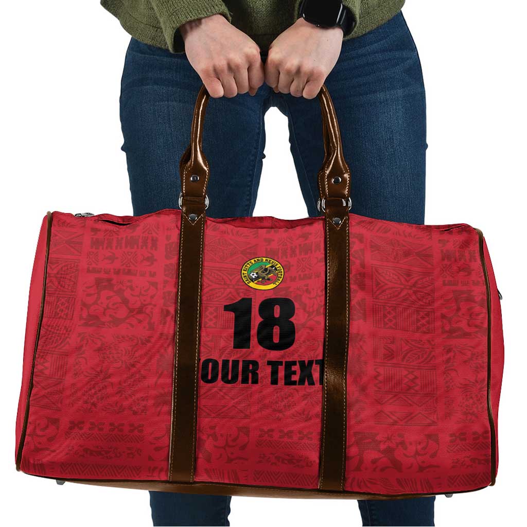 Custom Saint Kitts And Nevis Football Travel Bag Sugar Boyz Red Version - Wonder Print Shop
