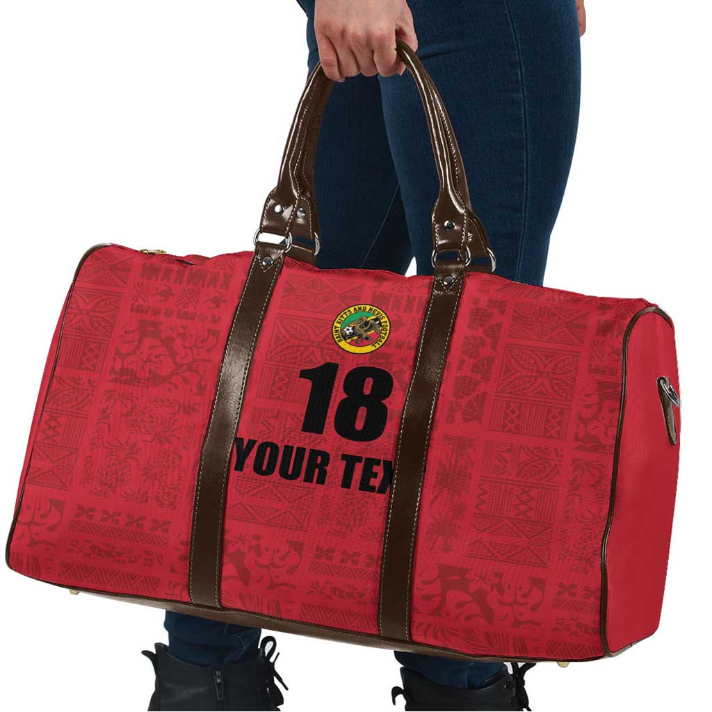 Custom Saint Kitts And Nevis Football Travel Bag Sugar Boyz Red Version - Wonder Print Shop