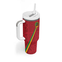 Custom Saint Kitts And Nevis Football Tumbler With Handle Sugar Boyz Red Version - Wonder Print Shop