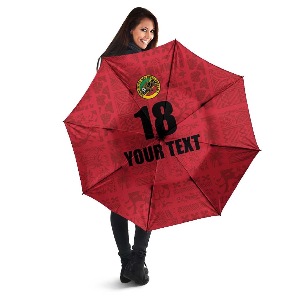 Custom Saint Kitts And Nevis Football Umbrella Sugar Boyz Red Version - Wonder Print Shop