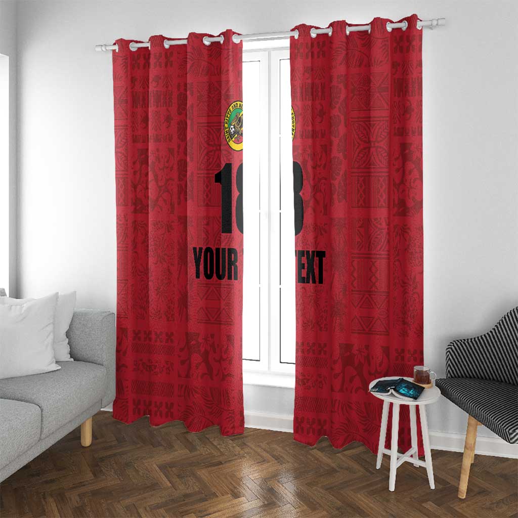 Custom Saint Kitts And Nevis Football Window Curtain Sugar Boyz Red Version - Wonder Print Shop