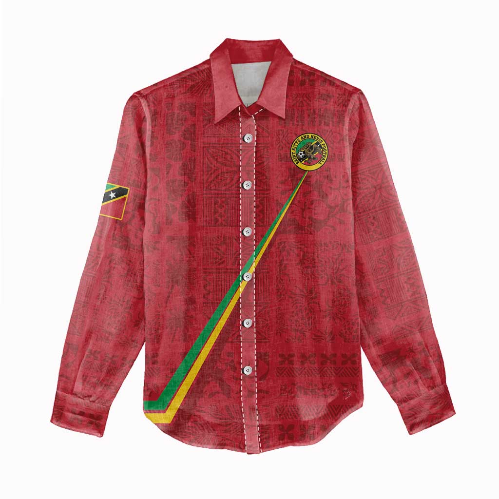 Custom Saint Kitts And Nevis Football Women Casual Shirt Sugar Boyz Red Version - Wonder Print Shop