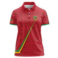 Custom Saint Kitts And Nevis Football Women Polo Shirt Sugar Boyz Red Version - Wonder Print Shop