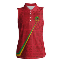 Custom Saint Kitts And Nevis Football Women Sleeveless Polo Shirt Sugar Boyz Red Version - Wonder Print Shop