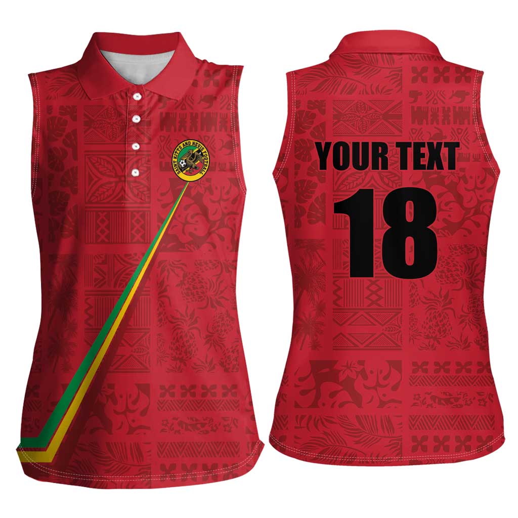 Custom Saint Kitts And Nevis Football Women Sleeveless Polo Shirt Sugar Boyz Red Version - Wonder Print Shop