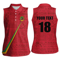 Custom Saint Kitts And Nevis Football Women Sleeveless Polo Shirt Sugar Boyz Red Version - Wonder Print Shop