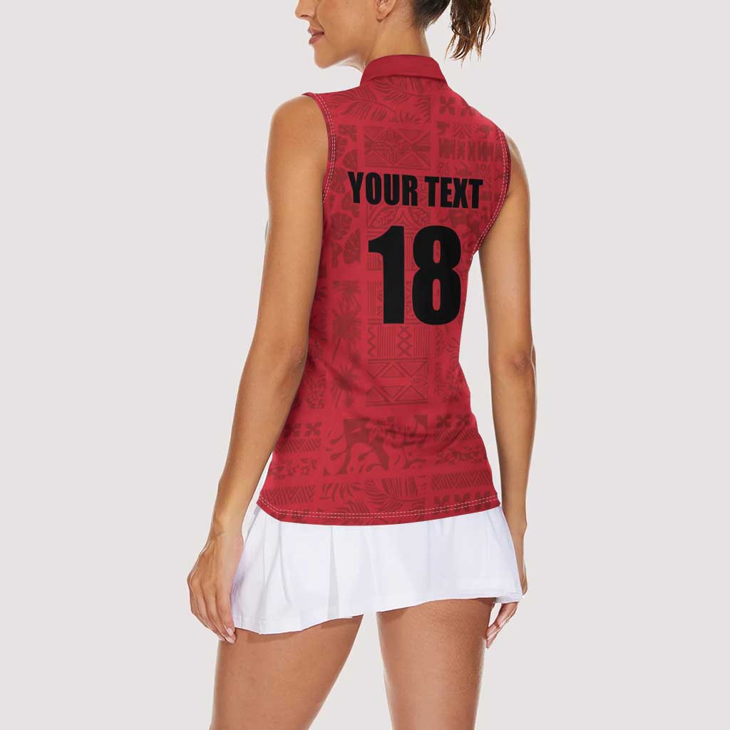 Custom Saint Kitts And Nevis Football Women Sleeveless Polo Shirt Sugar Boyz Red Version - Wonder Print Shop