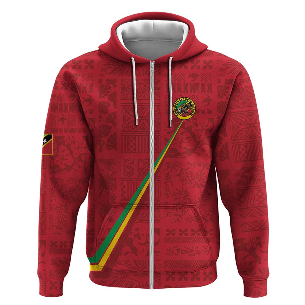 Custom Saint Kitts And Nevis Football Zip Hoodie Sugar Boyz Red Version - Wonder Print Shop