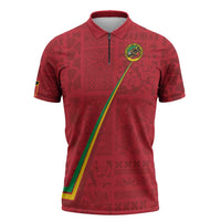 Custom Saint Kitts And Nevis Football Zipper Polo Shirt Sugar Boyz Red Version - Wonder Print Shop