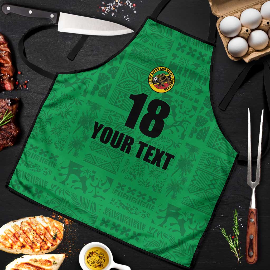 Custom Saint Kitts And Nevis Football Apron Sugar Boyz Green Version - Wonder Print Shop