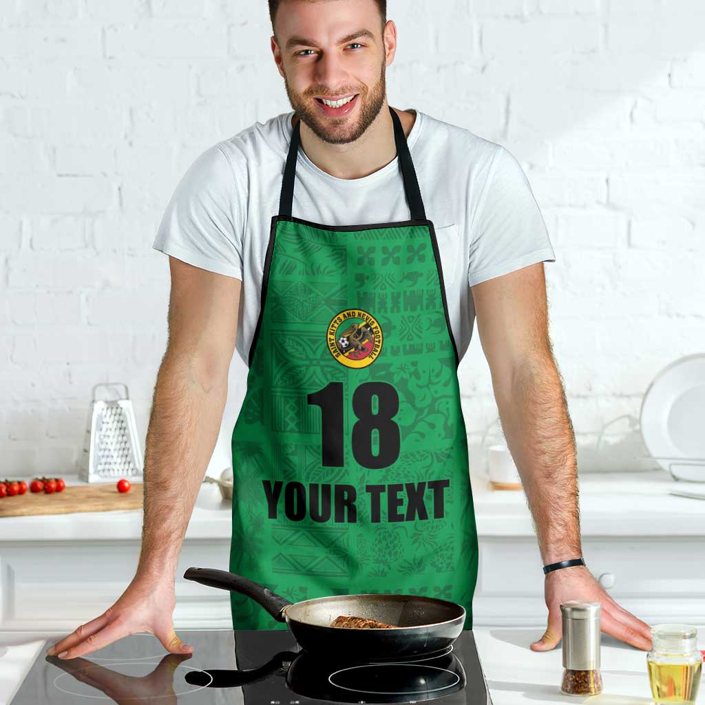 Custom Saint Kitts And Nevis Football Apron Sugar Boyz Green Version - Wonder Print Shop