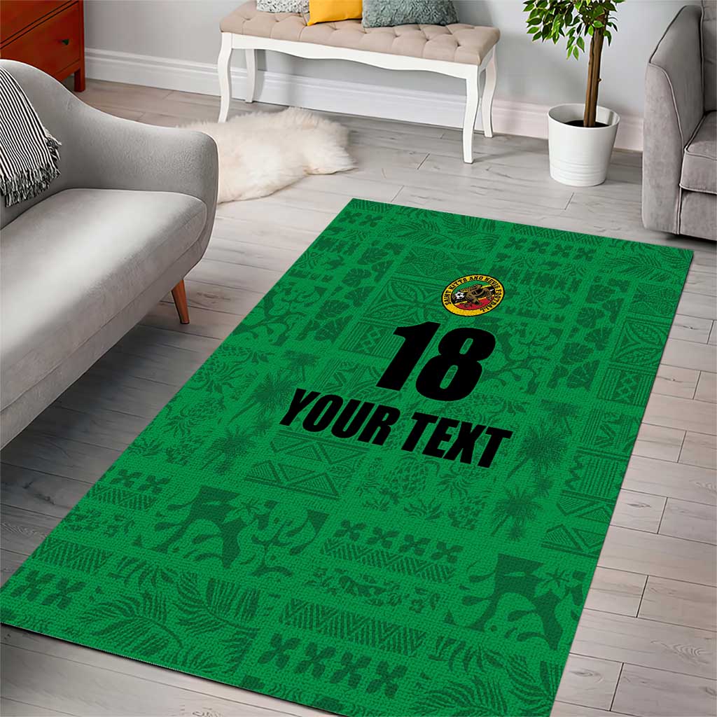 Custom Saint Kitts And Nevis Football Area Rug Sugar Boyz Green Version - Wonder Print Shop