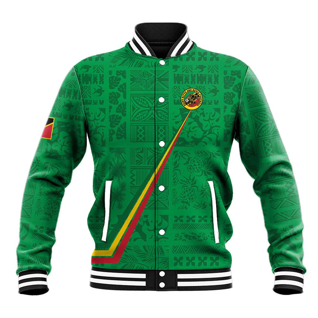 Custom Saint Kitts And Nevis Football Baseball Jacket Sugar Boyz Green Version - Wonder Print Shop