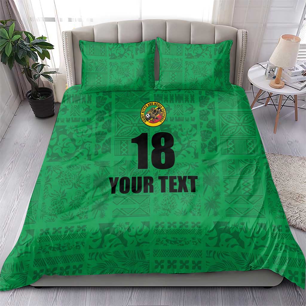 Custom Saint Kitts And Nevis Football Bedding Set Sugar Boyz Green Version - Wonder Print Shop