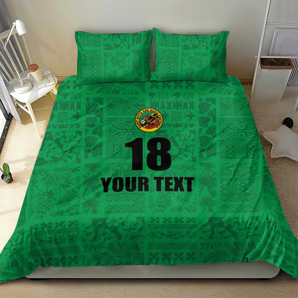 Custom Saint Kitts And Nevis Football Bedding Set Sugar Boyz Green Version - Wonder Print Shop
