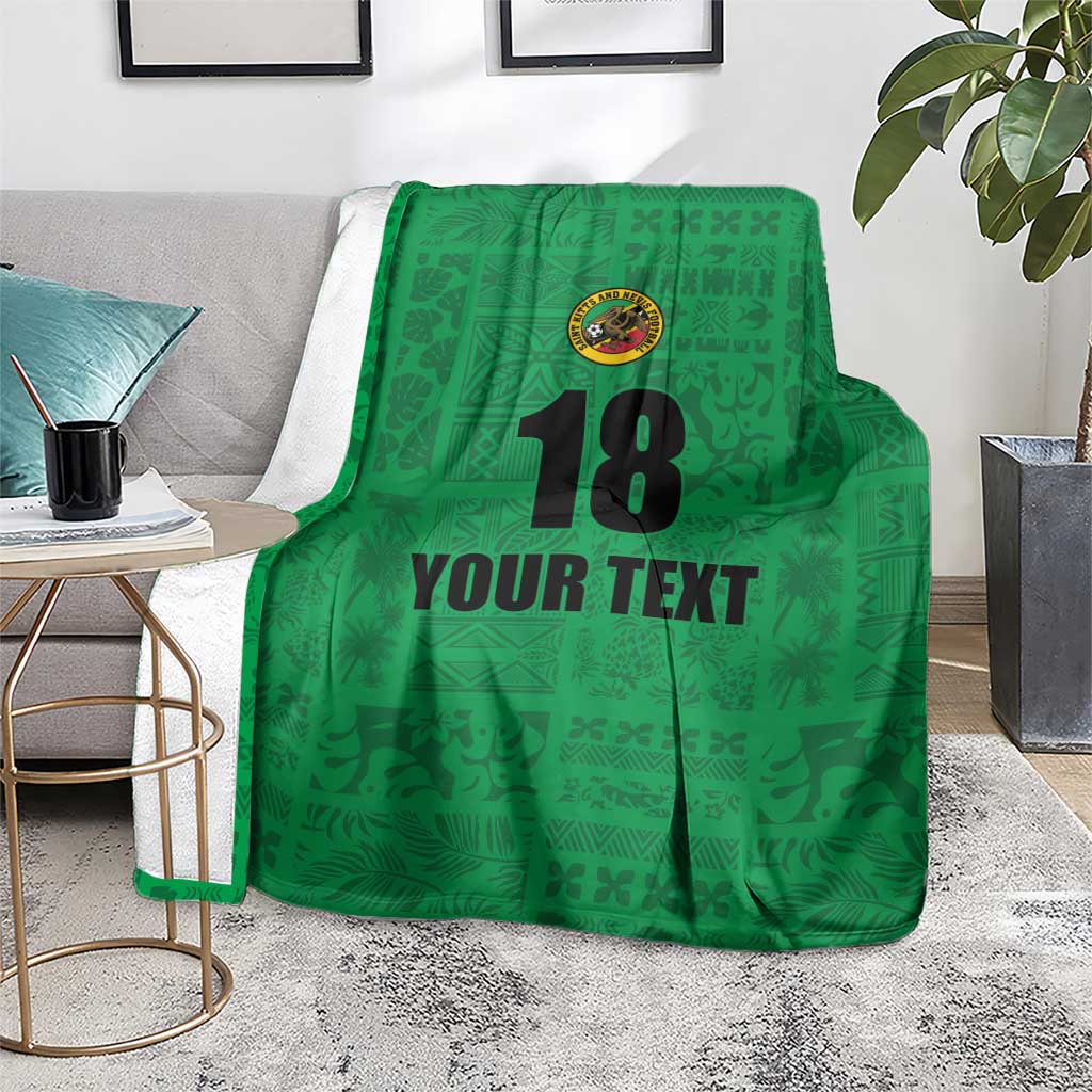 Custom Saint Kitts And Nevis Football Blanket Sugar Boyz Green Version - Wonder Print Shop