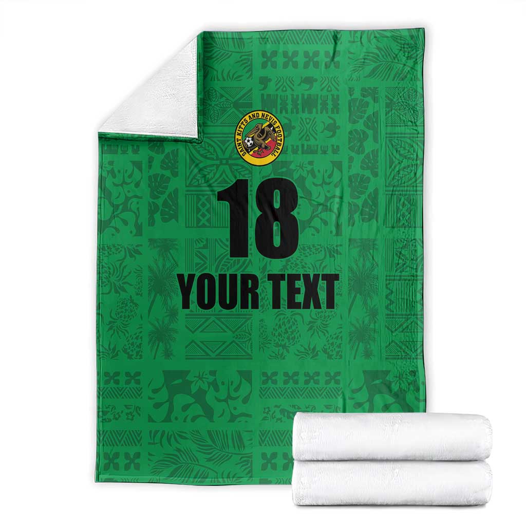 Custom Saint Kitts And Nevis Football Blanket Sugar Boyz Green Version - Wonder Print Shop