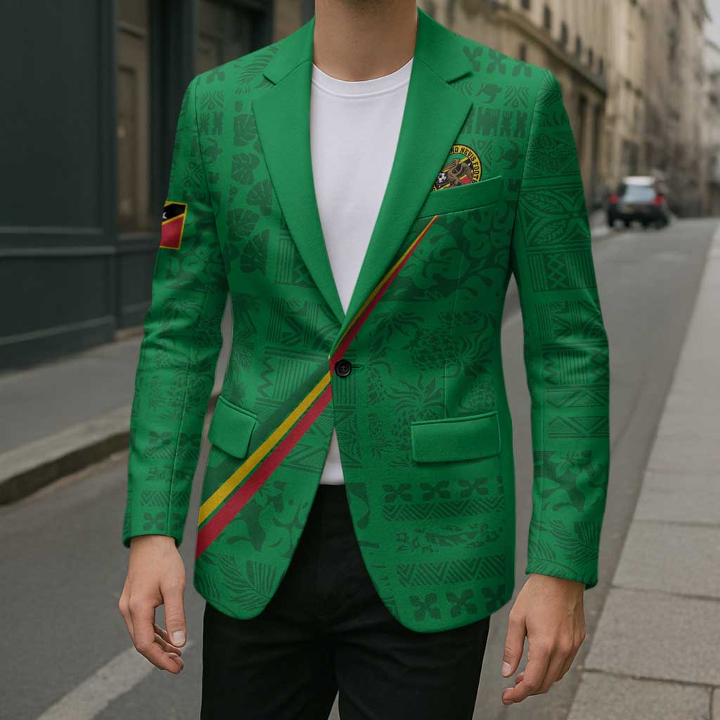 Custom Saint Kitts And Nevis Football Blazer Sugar Boyz Green Version - Wonder Print Shop