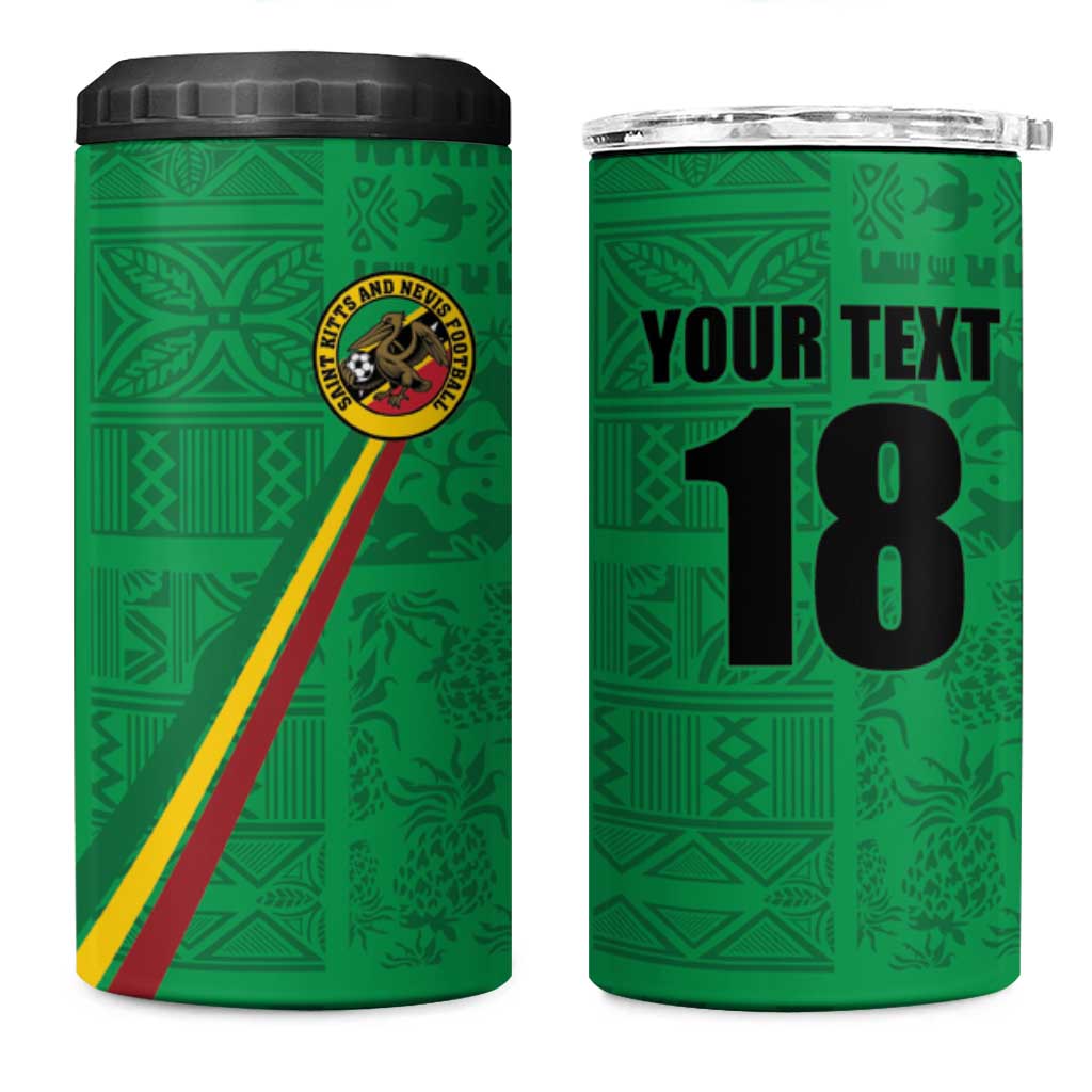 Custom Saint Kitts And Nevis Football 4 in 1 Can Cooler Tumbler Sugar Boyz Green Version - Wonder Print Shop