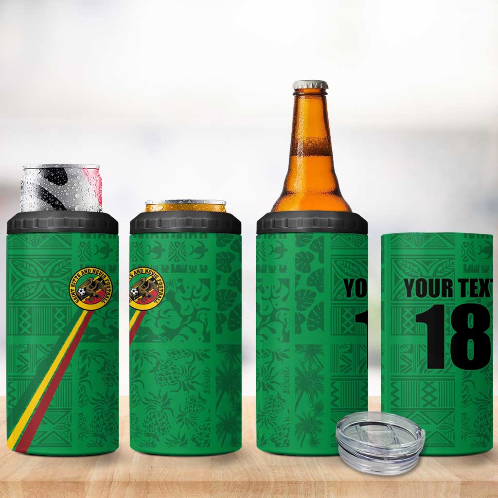 Custom Saint Kitts And Nevis Football 4 in 1 Can Cooler Tumbler Sugar Boyz Green Version - Wonder Print Shop
