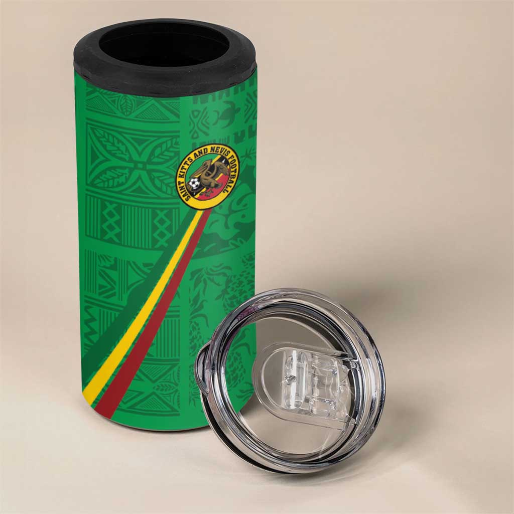 Custom Saint Kitts And Nevis Football 4 in 1 Can Cooler Tumbler Sugar Boyz Green Version - Wonder Print Shop