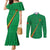 Custom Saint Kitts And Nevis Football Couples Matching Mermaid Dress and Long Sleeve Button Shirt Sugar Boyz Green Version - Wonder Print Shop
