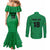Custom Saint Kitts And Nevis Football Couples Matching Mermaid Dress and Long Sleeve Button Shirt Sugar Boyz Green Version - Wonder Print Shop