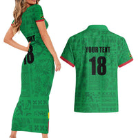 Custom Saint Kitts And Nevis Football Couples Matching Short Sleeve Bodycon Dress and Hawaiian Shirt Sugar Boyz Green Version - Wonder Print Shop