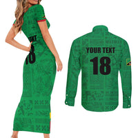 Custom Saint Kitts And Nevis Football Couples Matching Short Sleeve Bodycon Dress and Long Sleeve Button Shirt Sugar Boyz Green Version - Wonder Print Shop