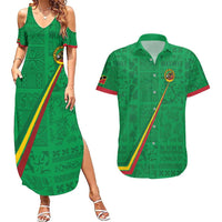 Custom Saint Kitts And Nevis Football Couples Matching Summer Maxi Dress and Hawaiian Shirt Sugar Boyz Green Version - Wonder Print Shop