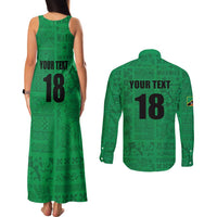 Custom Saint Kitts And Nevis Football Couples Matching Tank Maxi Dress and Long Sleeve Button Shirt Sugar Boyz Green Version - Wonder Print Shop