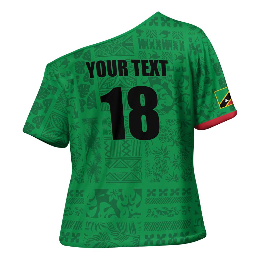 Custom Saint Kitts And Nevis Football Cross Shoulder Shirt Sugar Boyz Green Version - Wonder Print Shop