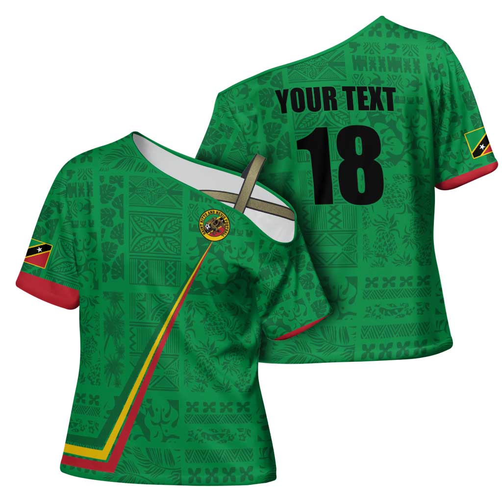 Custom Saint Kitts And Nevis Football Cross Shoulder Shirt Sugar Boyz Green Version - Wonder Print Shop