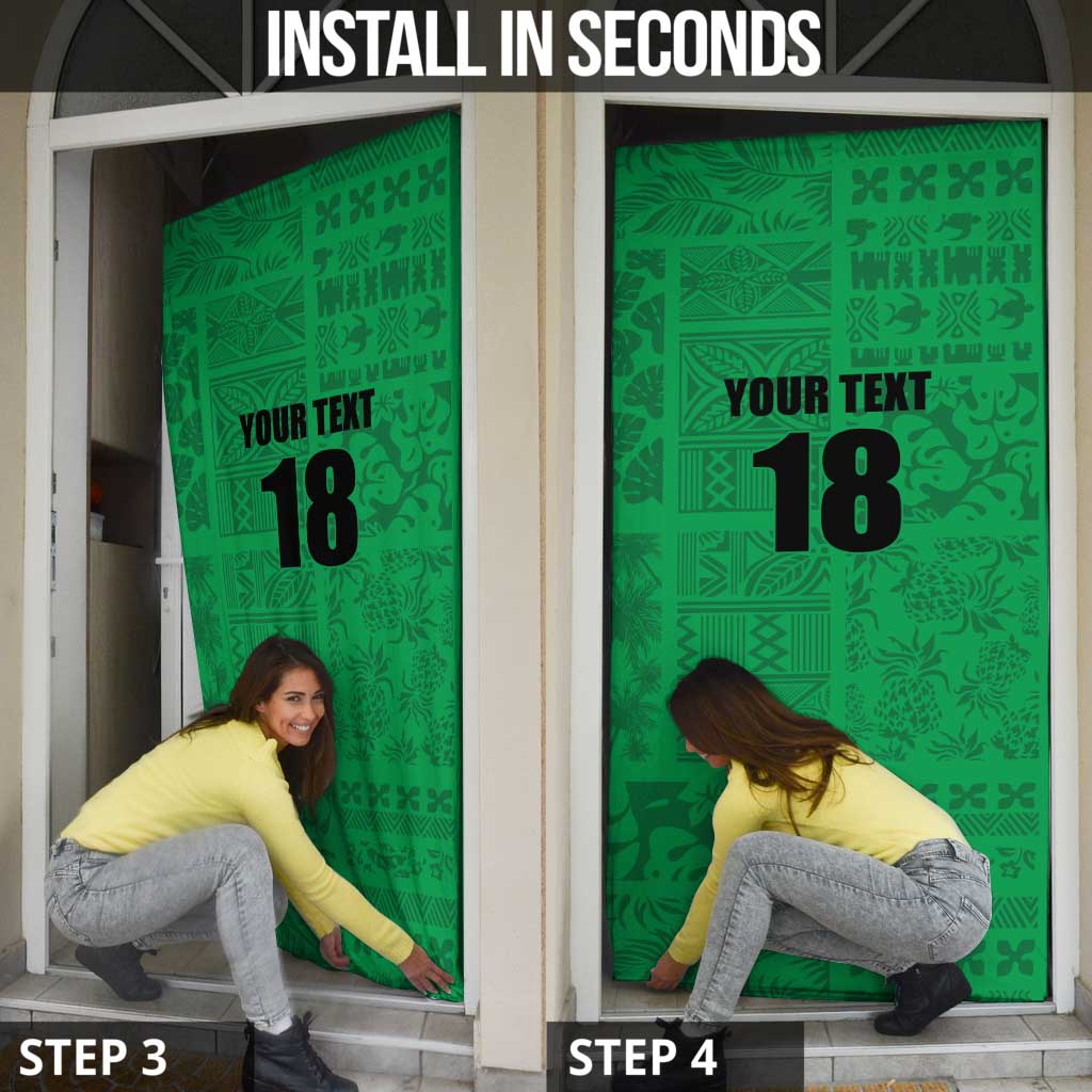 Custom Saint Kitts And Nevis Football Door Cover Sugar Boyz Green Version - Wonder Print Shop