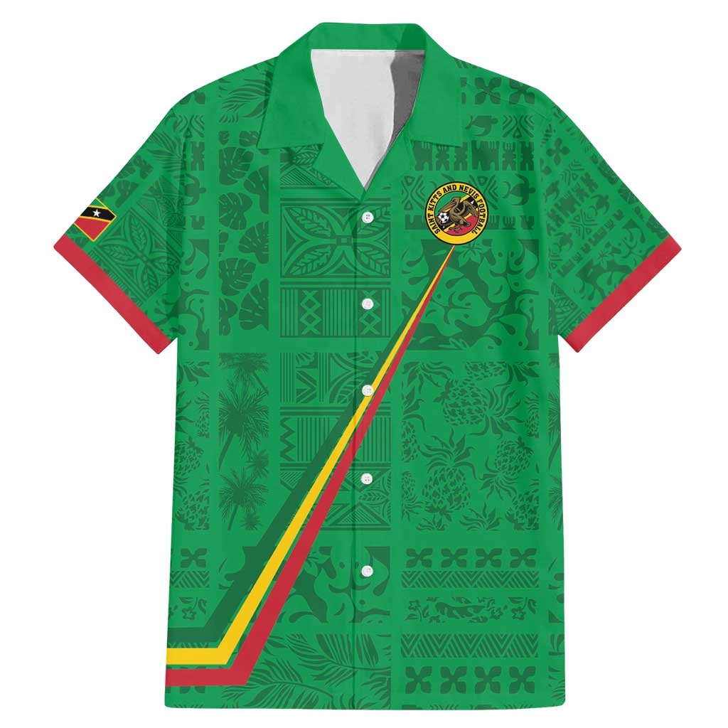 Custom Saint Kitts And Nevis Football Family Matching Mermaid Dress and Hawaiian Shirt Sugar Boyz Green Version - Wonder Print Shop