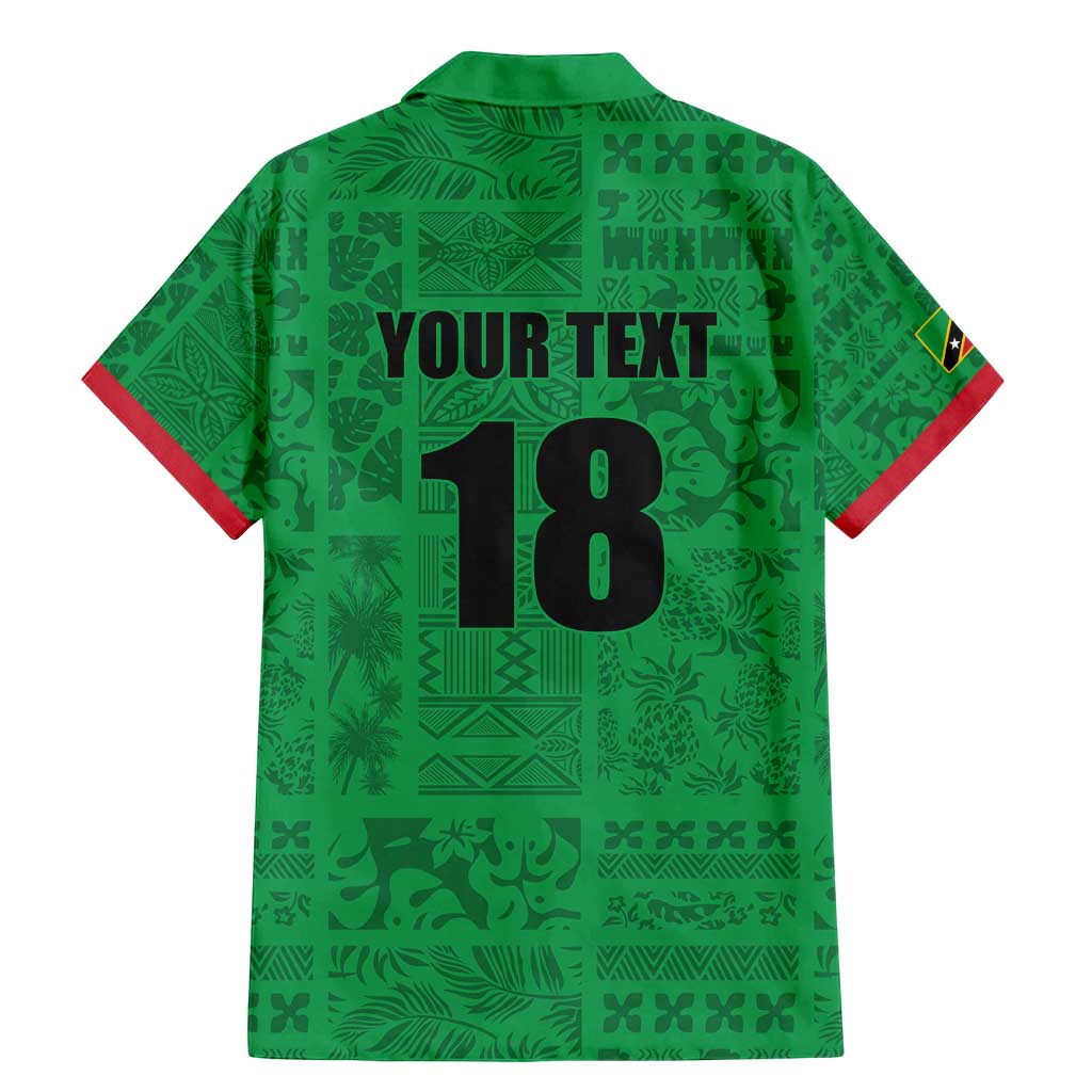 Custom Saint Kitts And Nevis Football Family Matching Mermaid Dress and Hawaiian Shirt Sugar Boyz Green Version - Wonder Print Shop
