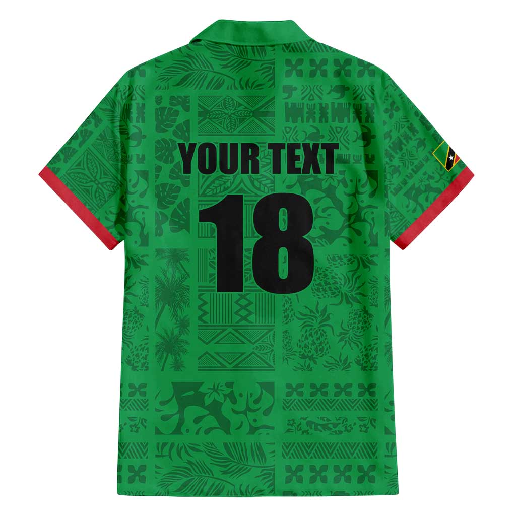 Custom Saint Kitts And Nevis Football Family Matching Off Shoulder Maxi Dress and Hawaiian Shirt Sugar Boyz Green Version - Wonder Print Shop