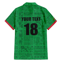 Custom Saint Kitts And Nevis Football Family Matching Off Shoulder Short Dress and Hawaiian Shirt Sugar Boyz Green Version - Wonder Print Shop