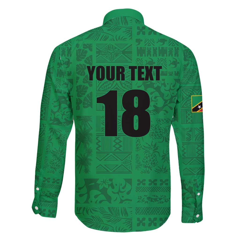 Custom Saint Kitts And Nevis Football Family Matching Off Shoulder Short Dress and Hawaiian Shirt Sugar Boyz Green Version - Wonder Print Shop